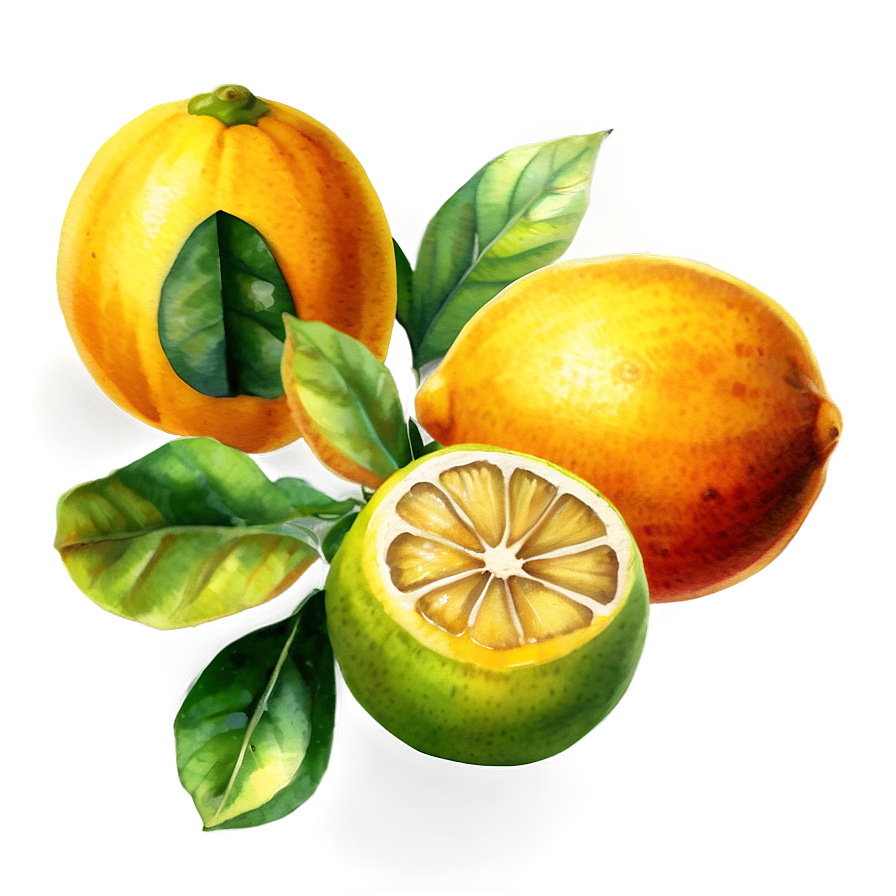 Watercolor Citrus Fruits Png 06242024