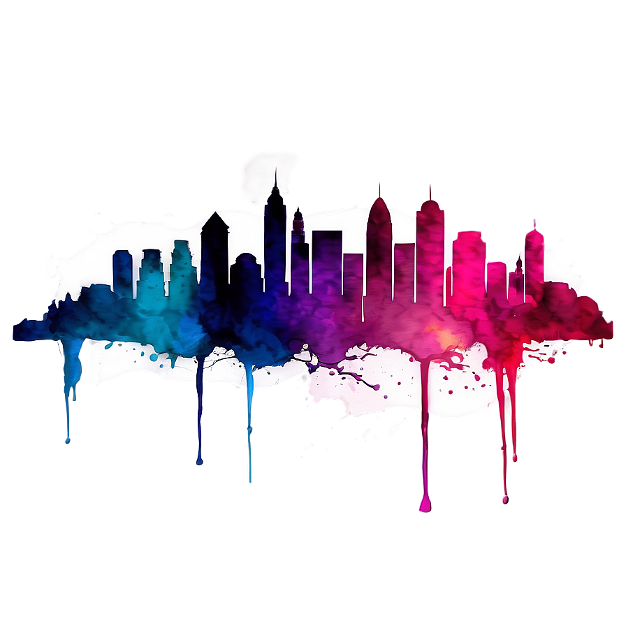 Watercolor City Skyline Png 4