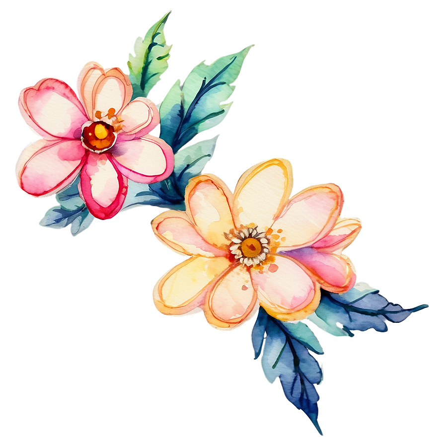 Watercolor Corner Flower Png Jbi27