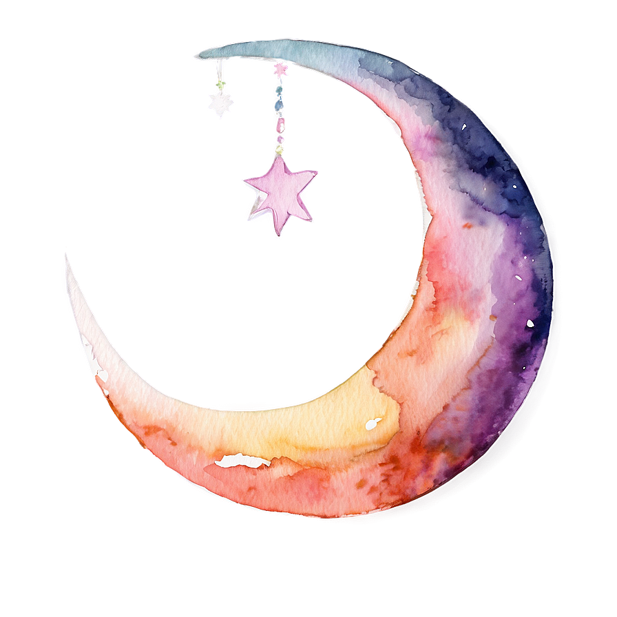 Watercolor Crescent Moon Png 35