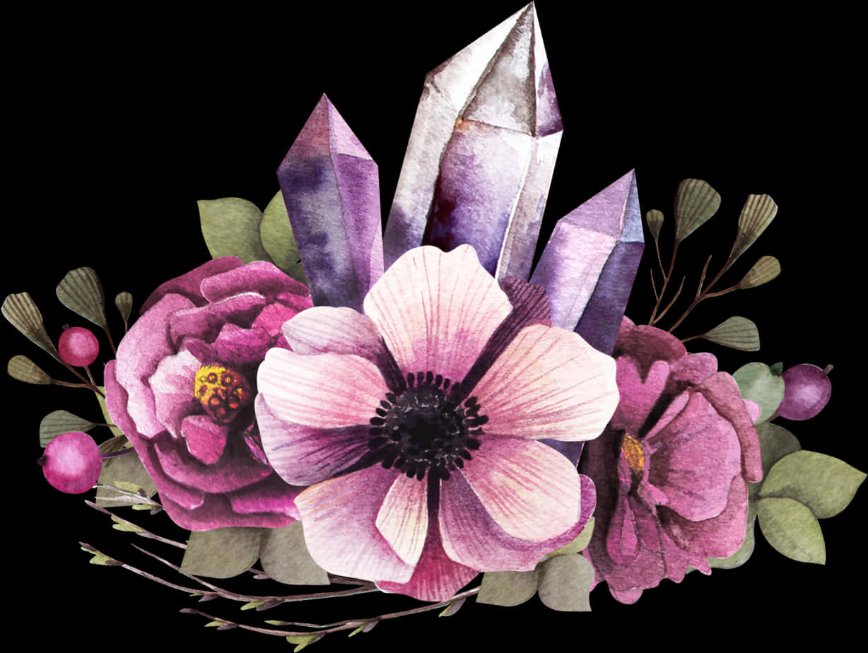 Watercolor_ Crystal_ Floral_ Arrangement