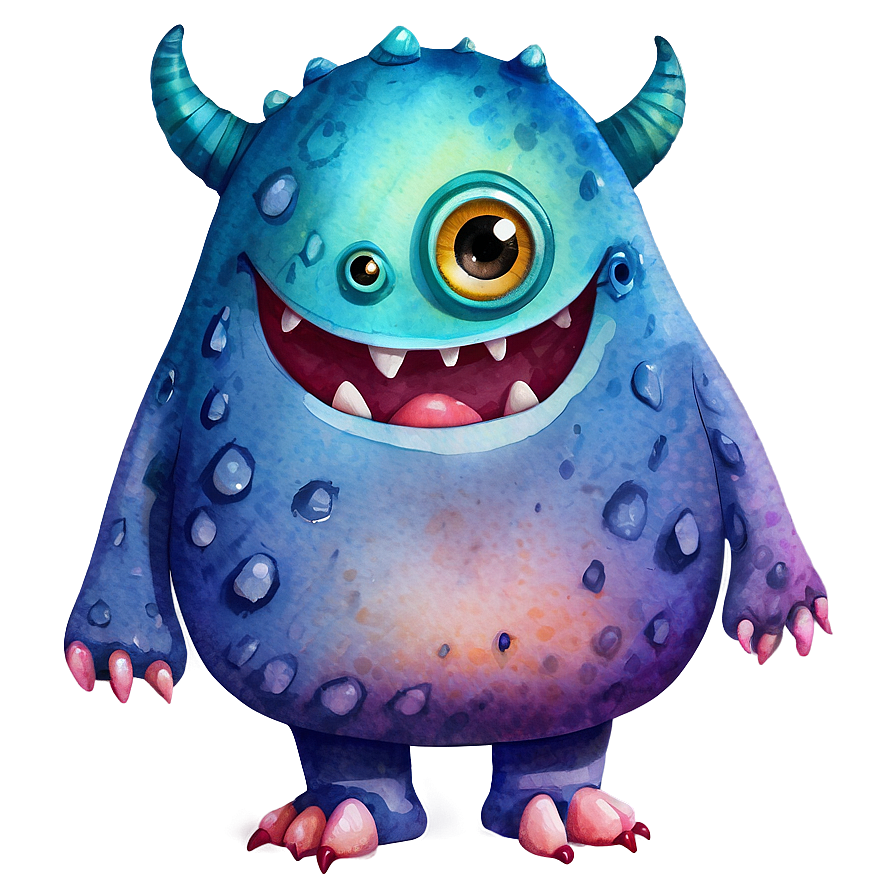 Watercolor Cute Monsters Png 78