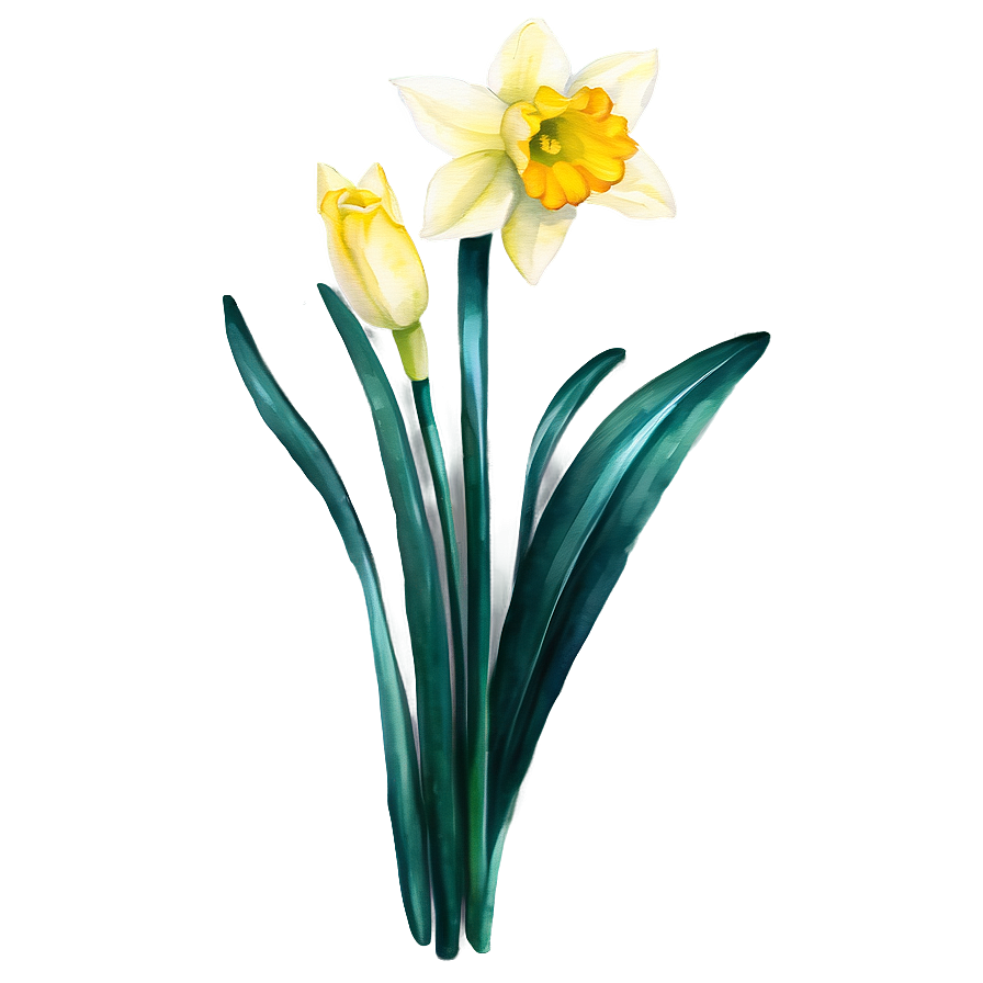 Watercolor Daffodil Flowers Png Xpq