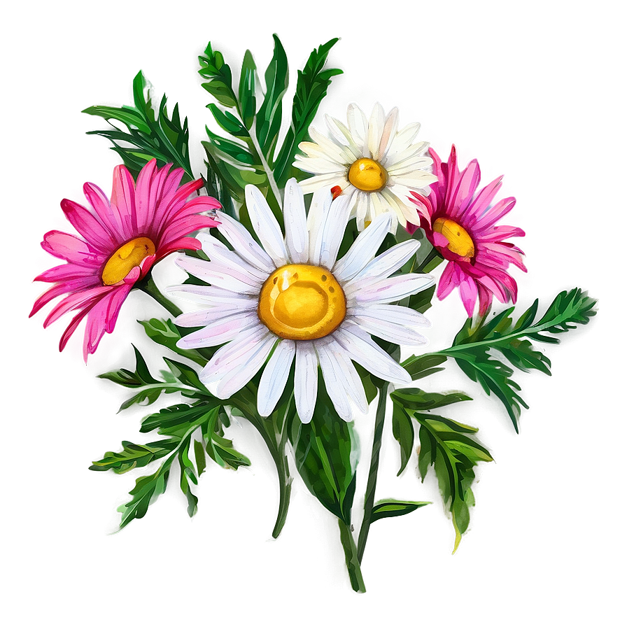 Watercolor Daisies Arrangement Png 06122024