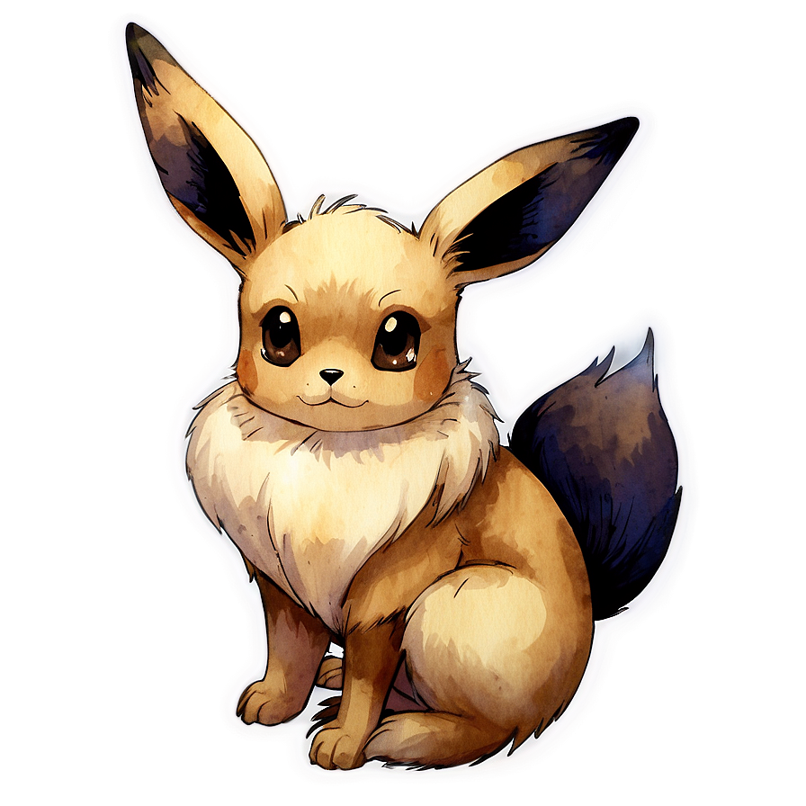 Watercolor Eevee Illustration Png 05062024