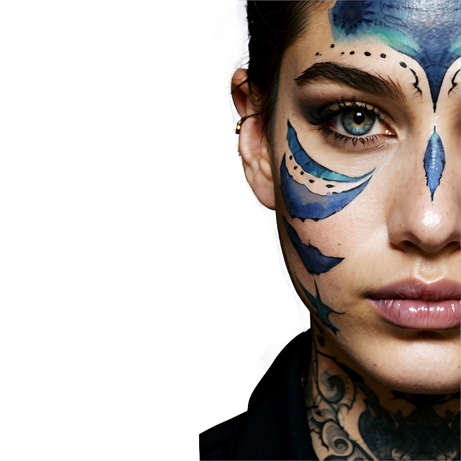 Watercolor Face Tattoo Png Oqe26