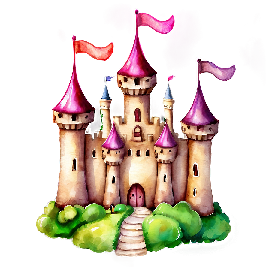 Watercolor Fairy Tale Castles Png 52