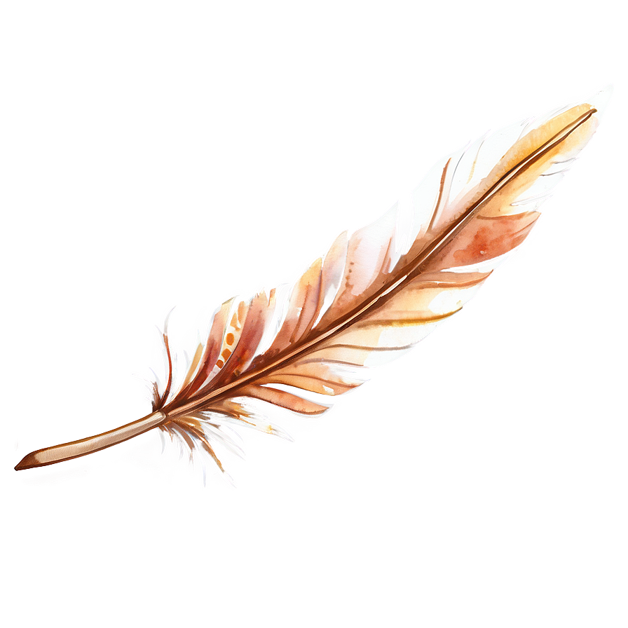 Watercolor Feather Quill Png Dtf