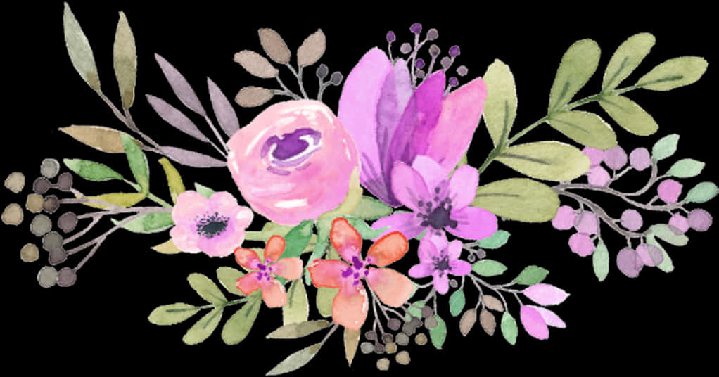 Watercolor Floral Arrangement_ Black Background.jpg