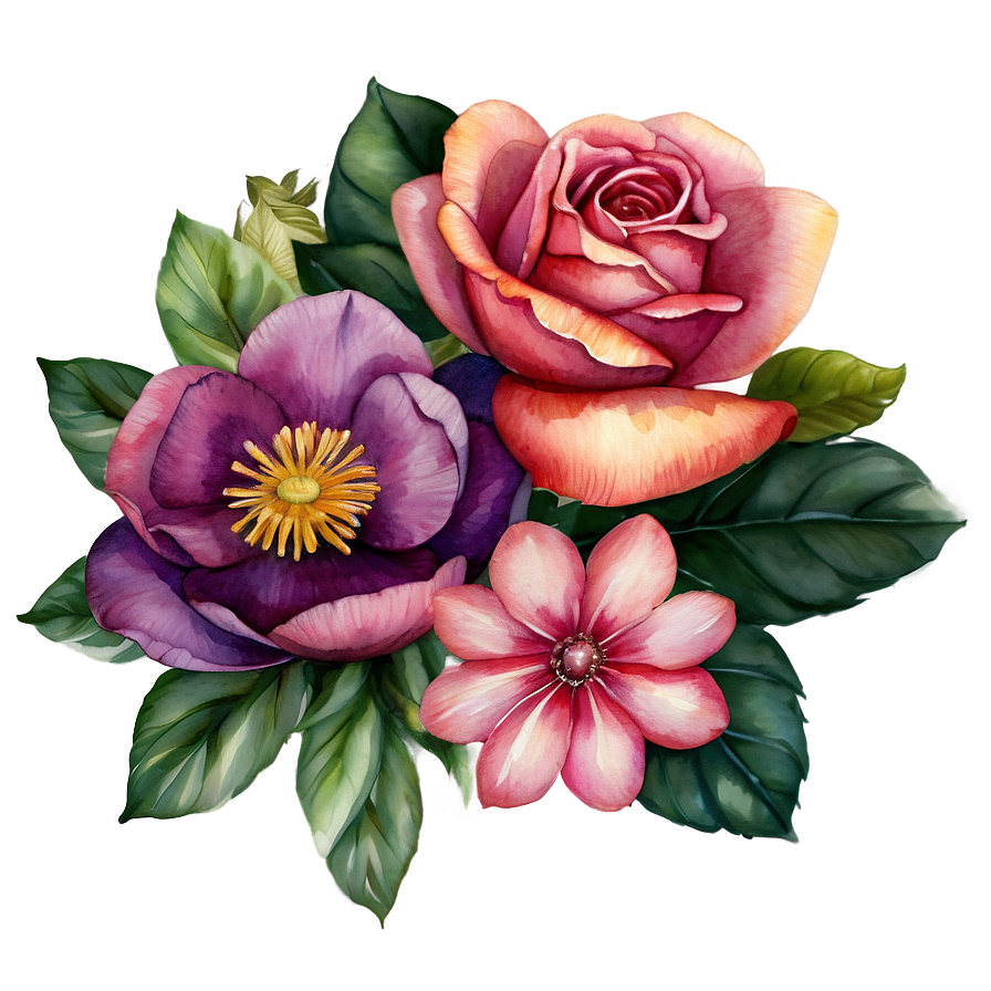 Watercolor Floral Beauty Png Bij