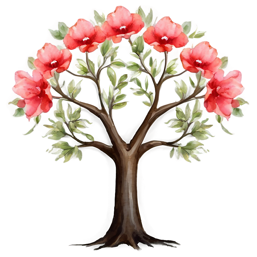 Watercolor Flower Tree Art Png Mfs