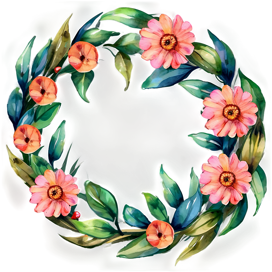 Watercolor Flower Wreath Png Mbg