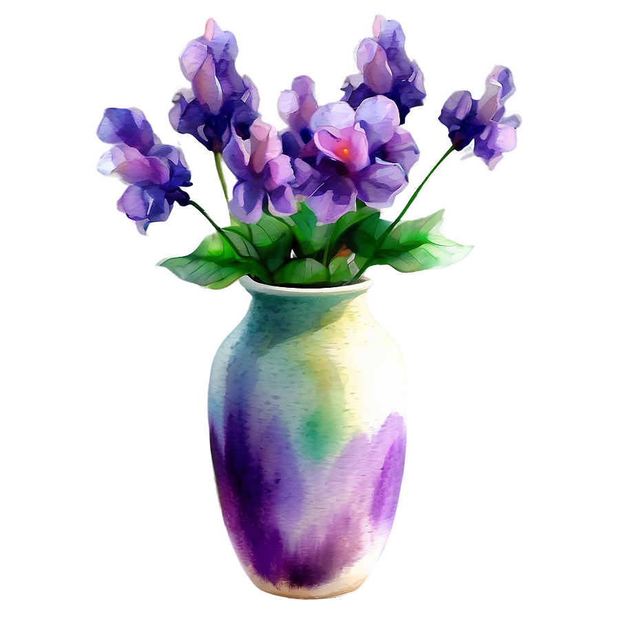 Watercolor Flowers In Vase Png 06272024