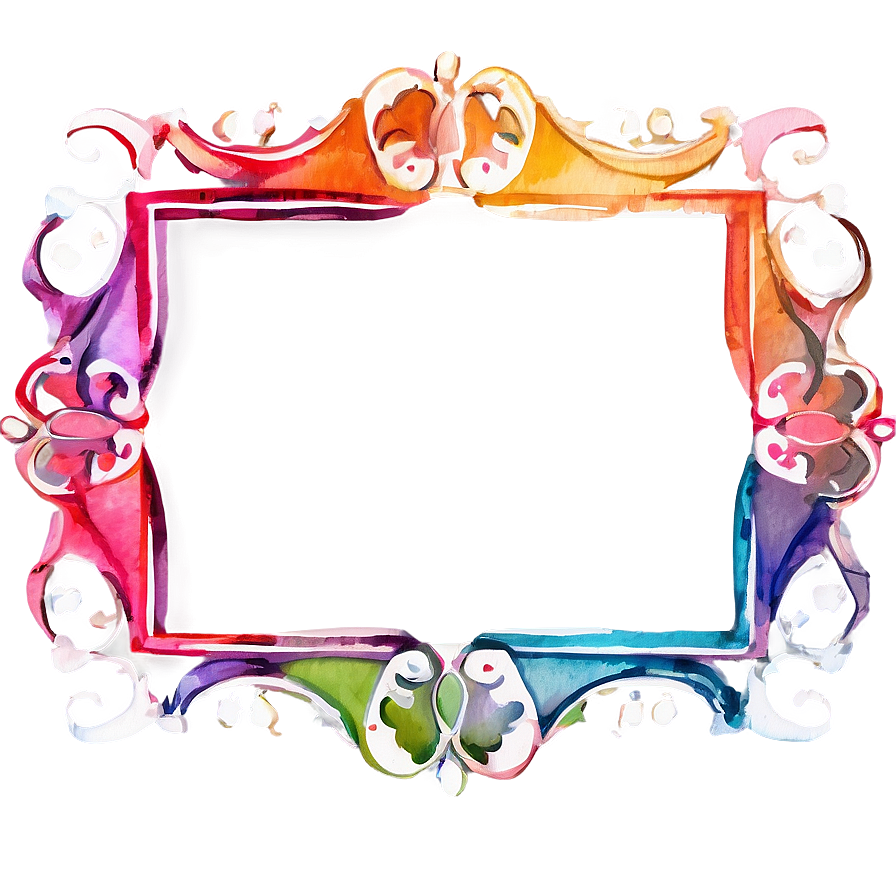 Watercolor Frame Design Png 06262024