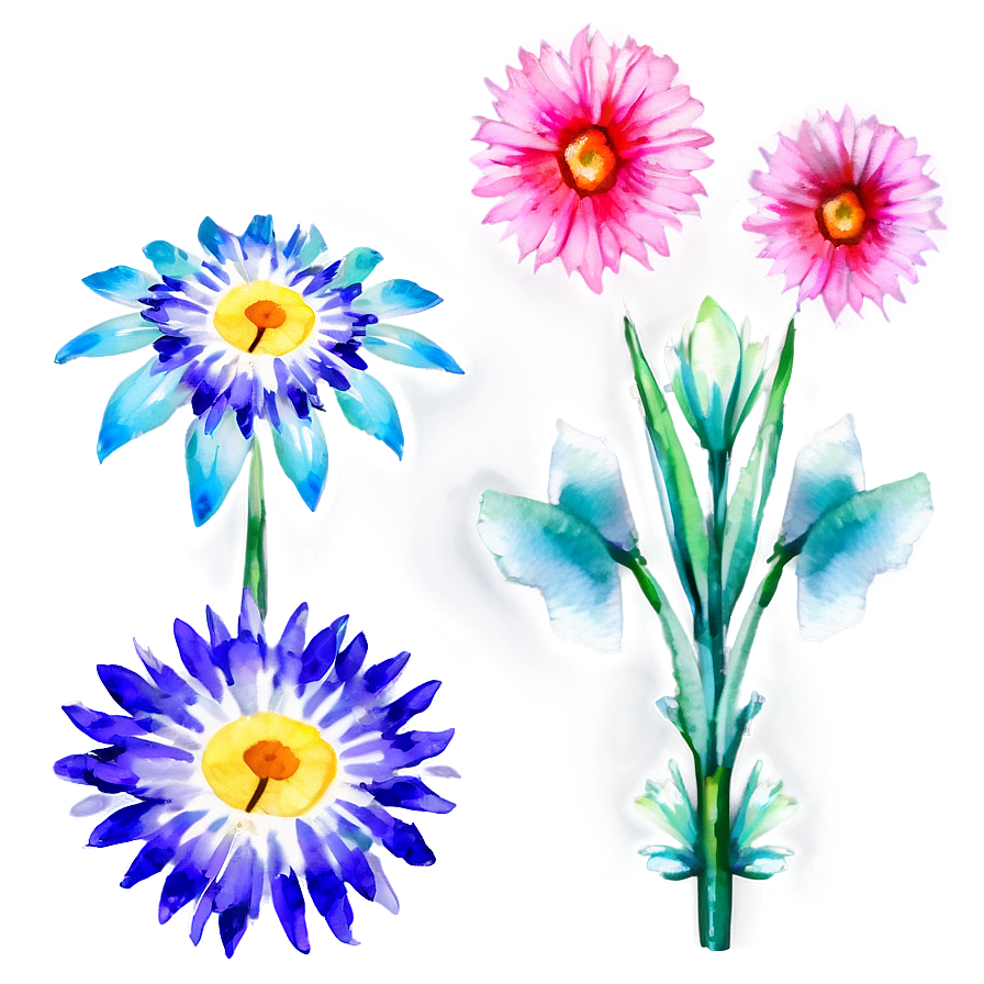 Watercolor Garden Flowers Png 37