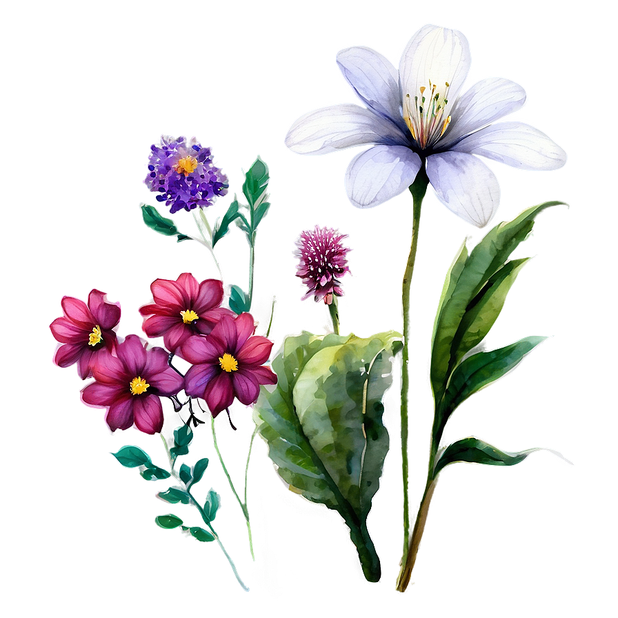 Watercolor Garden Flowers Png Rmc