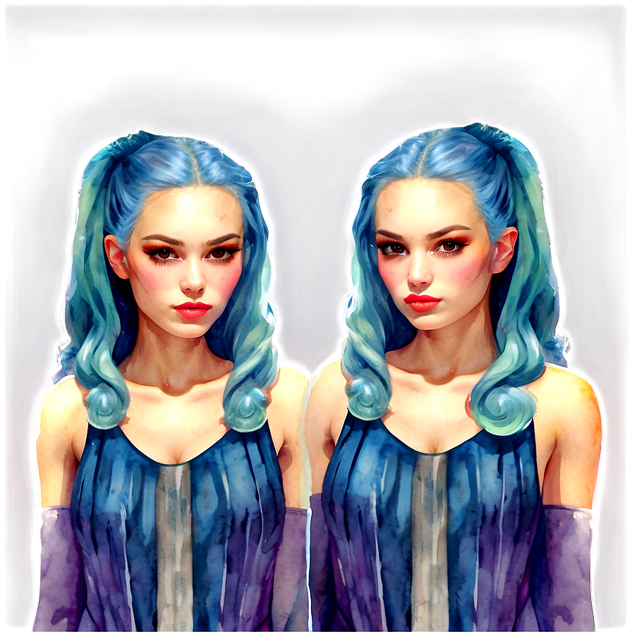 Watercolor Gemini Twins Png 06242024