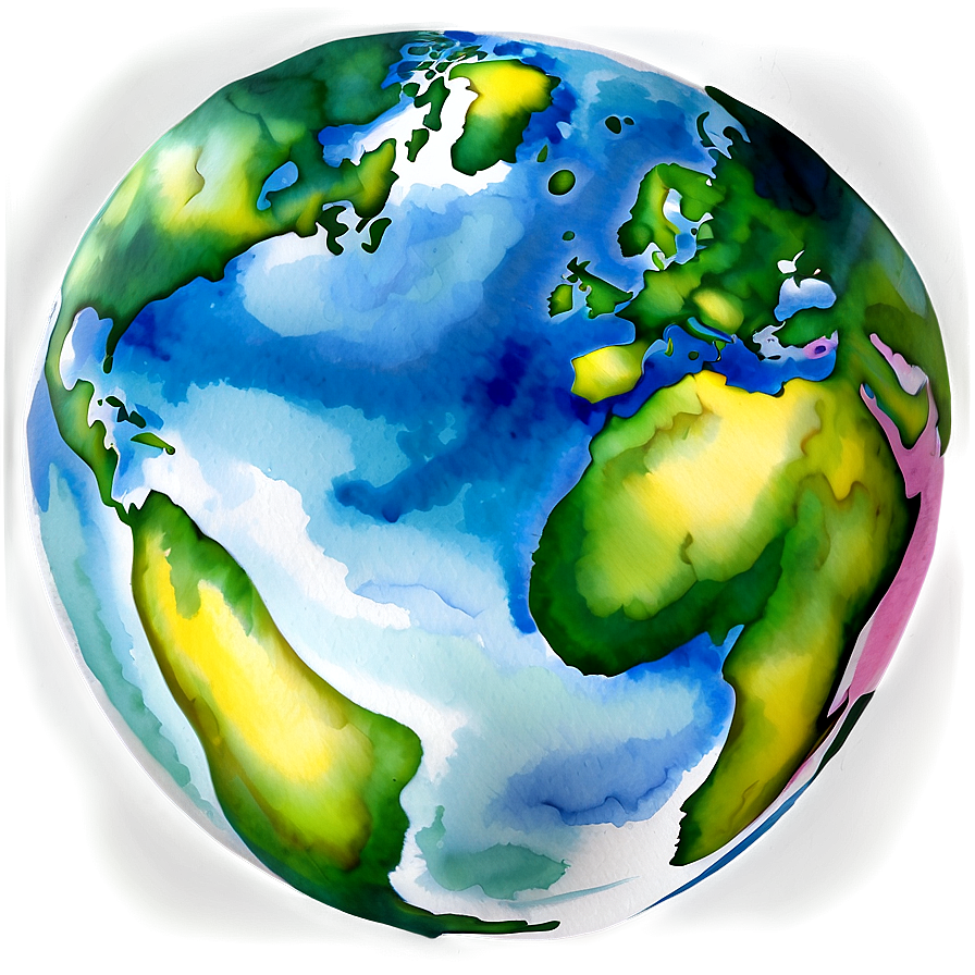 Watercolor Globe Artwork Png 05042024