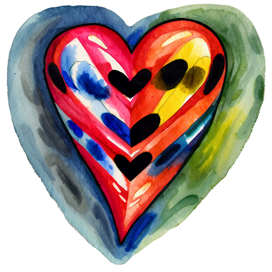 Watercolor Heart Painting Png B