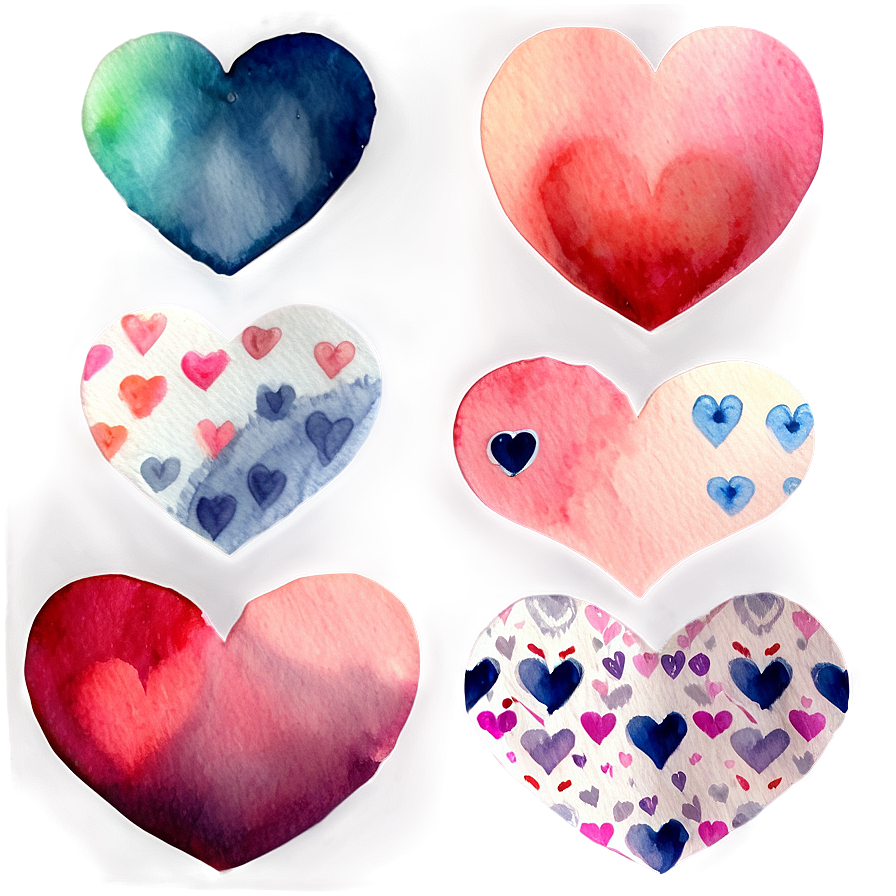 Watercolor Hearts Png 28