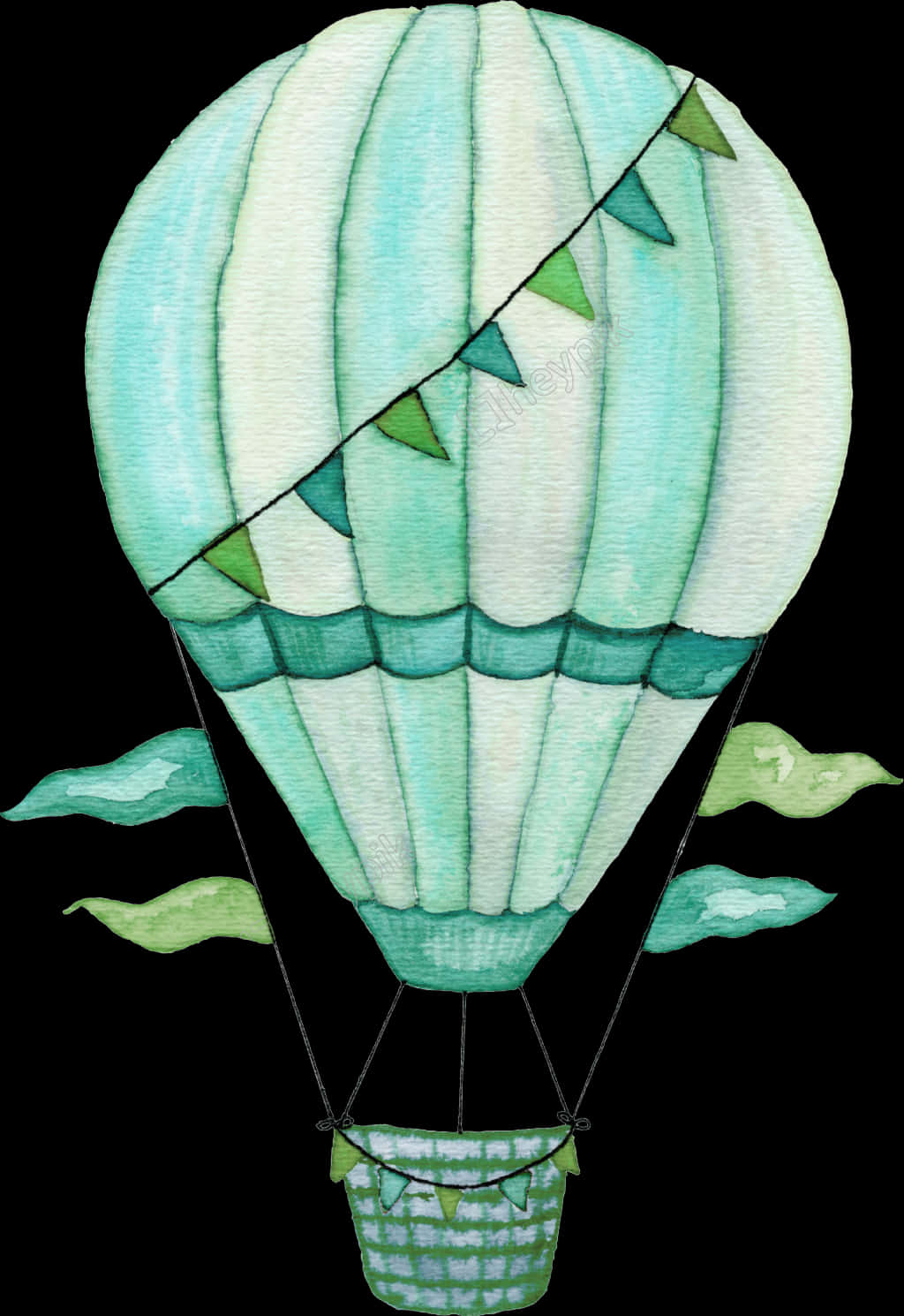 Watercolor Hot Air Balloon Artwork