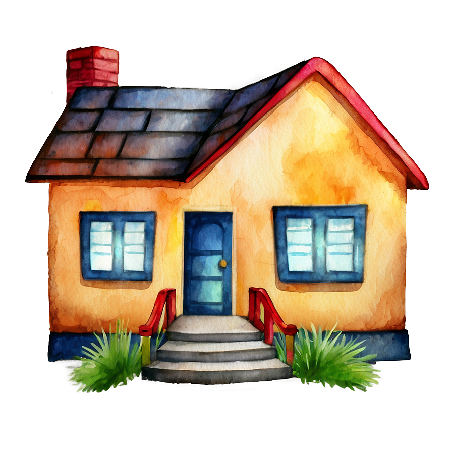 Watercolor House Emoji Png Fop