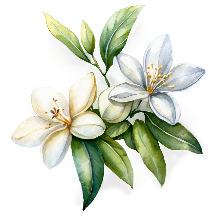 Watercolor Jasmine Flowers Png Ioe