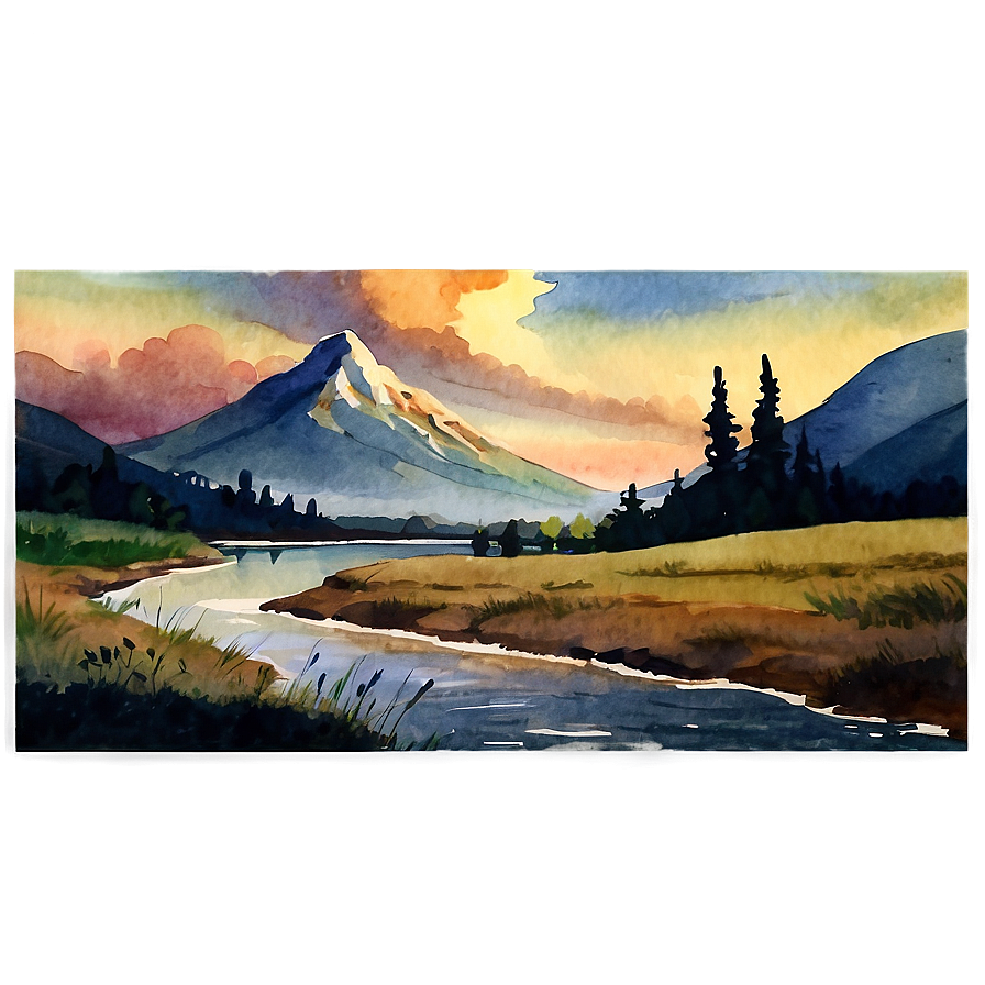 Watercolor Landscape Png Nba