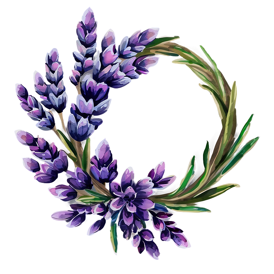 Watercolor Lavender Wreath Png Xpo