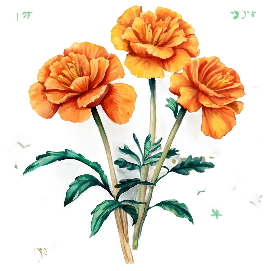 Watercolor Marigolds Art Png Lxx17