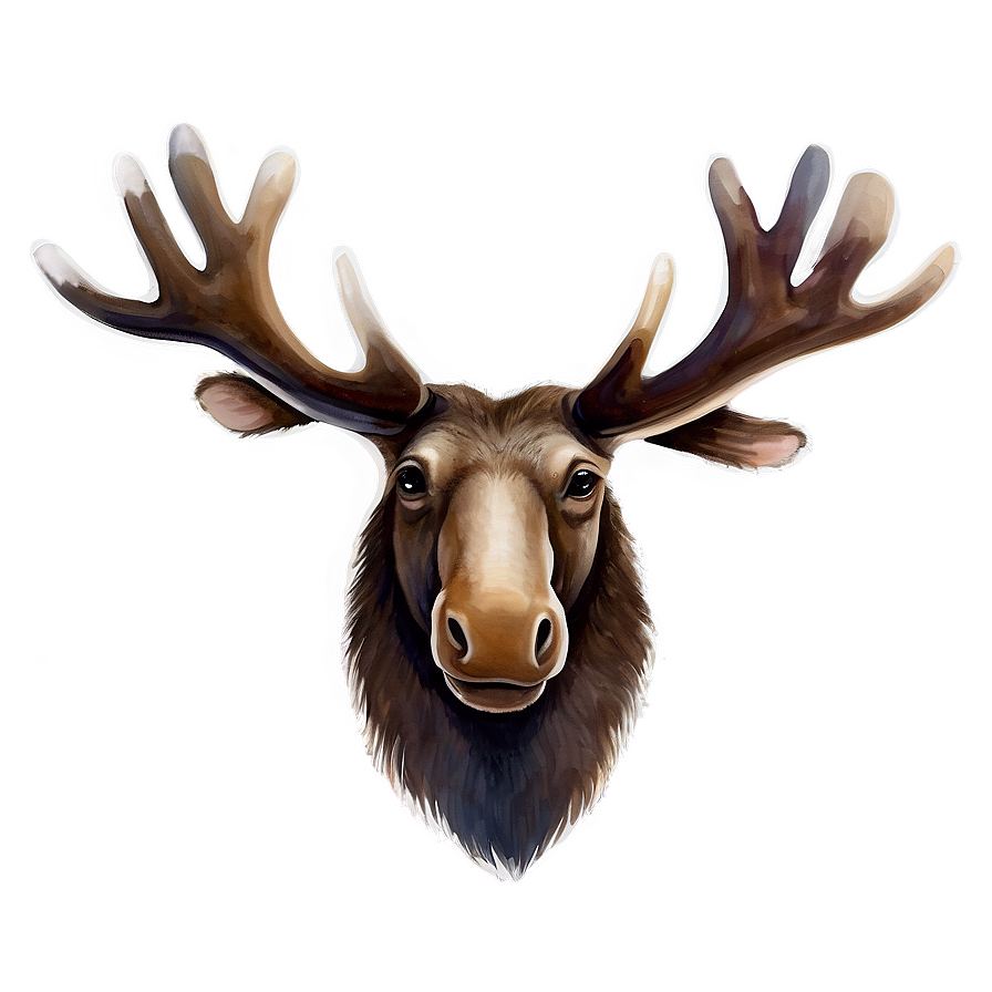 Watercolor Moose Head Painting Png 78