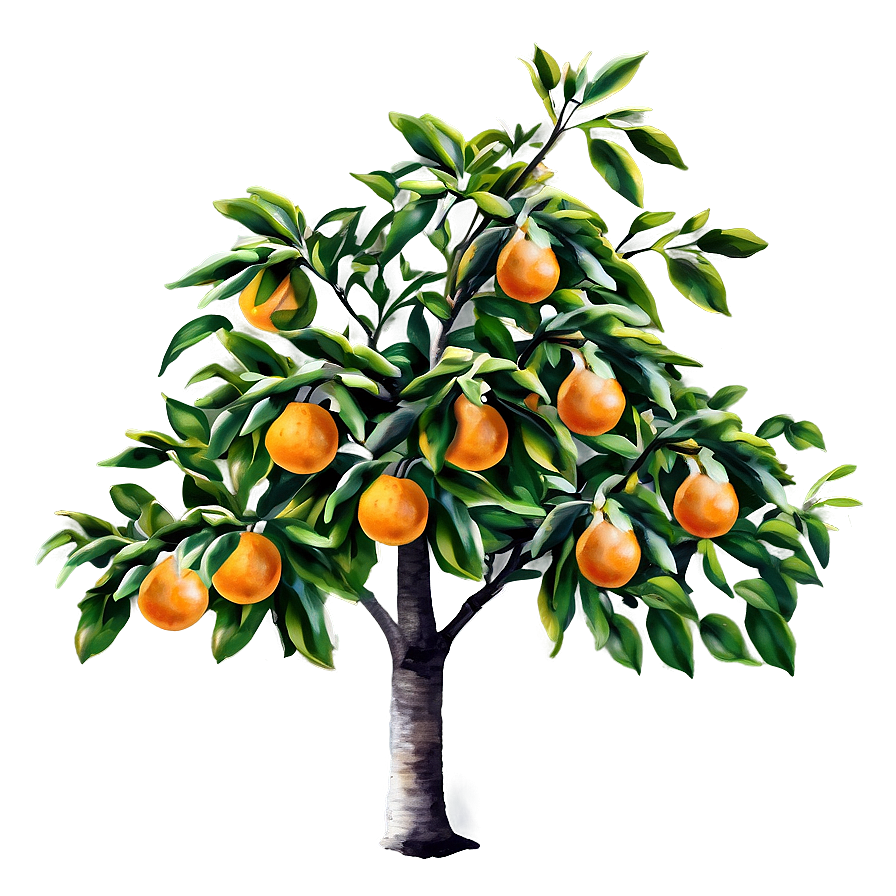 Watercolor Orange Tree Png 17