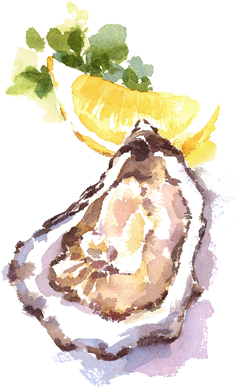 Watercolor Oysterwith Lemon