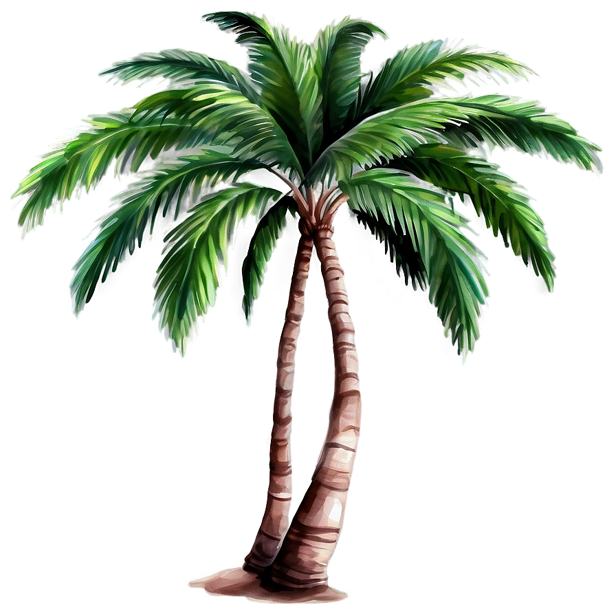 Watercolor Palm Tree Png 64