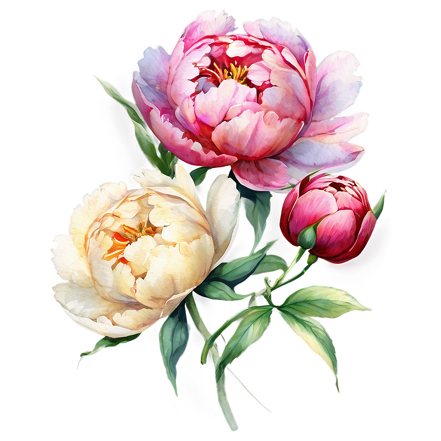 Watercolor Peonies Graphic Png 05252024