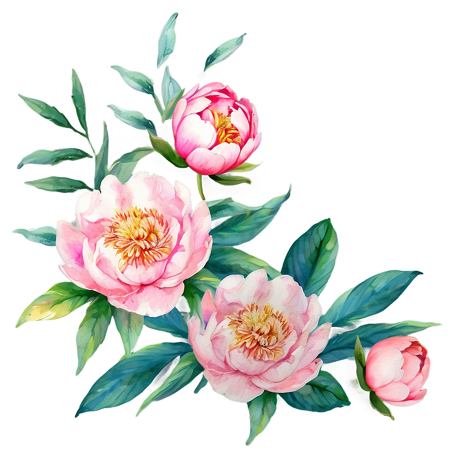 Watercolor Peony Elegance Png Xag88