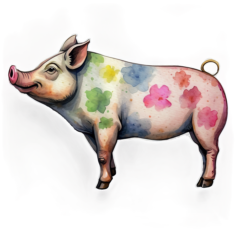 Watercolor Pig Png 05212024