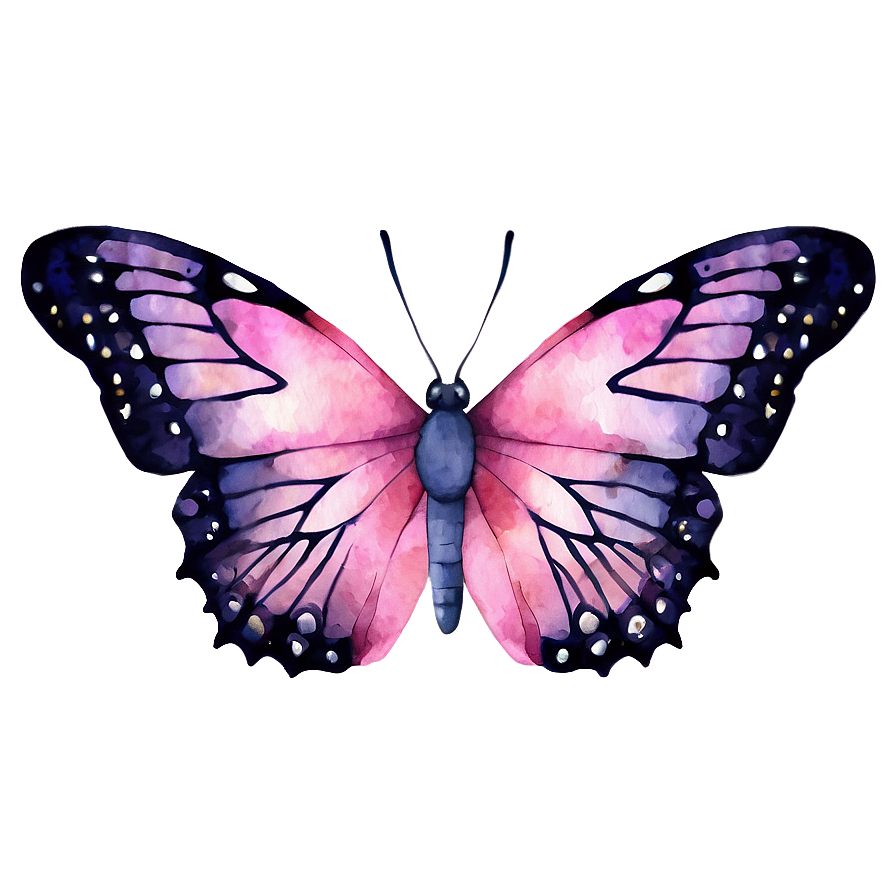 Watercolor Pink Butterfly Artwork Png 15