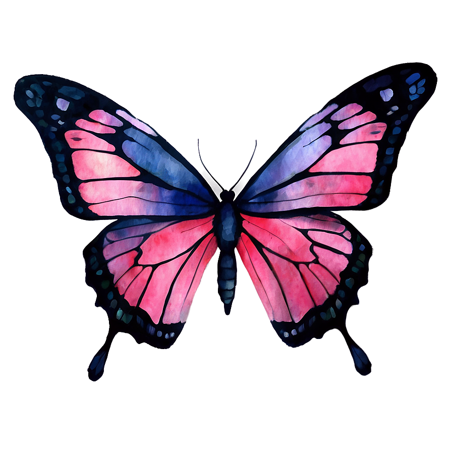 Watercolor Pink Butterfly Artwork Png Fxd