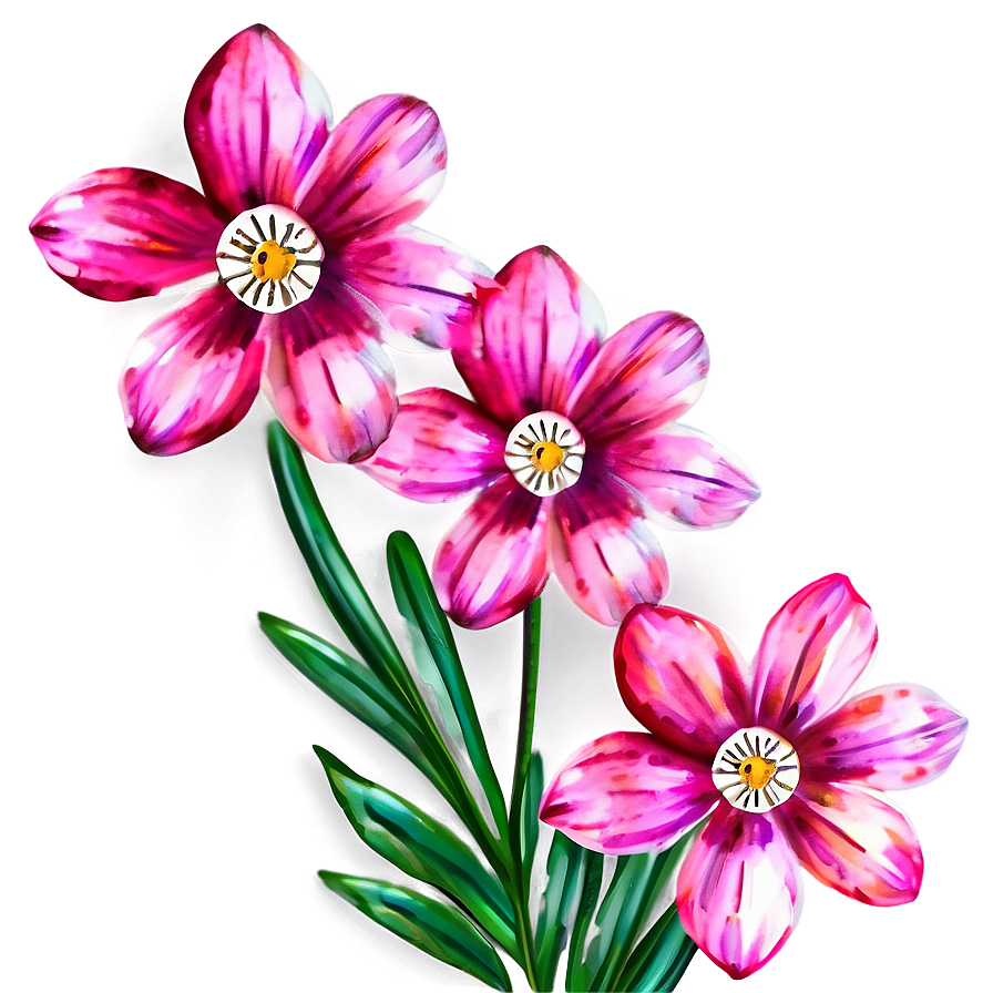 Watercolor Pink Flowers Png 37