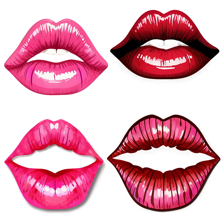 Watercolor Pink Lips Png 06212024