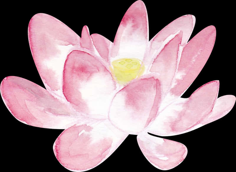 Watercolor Pink Lotus Flower