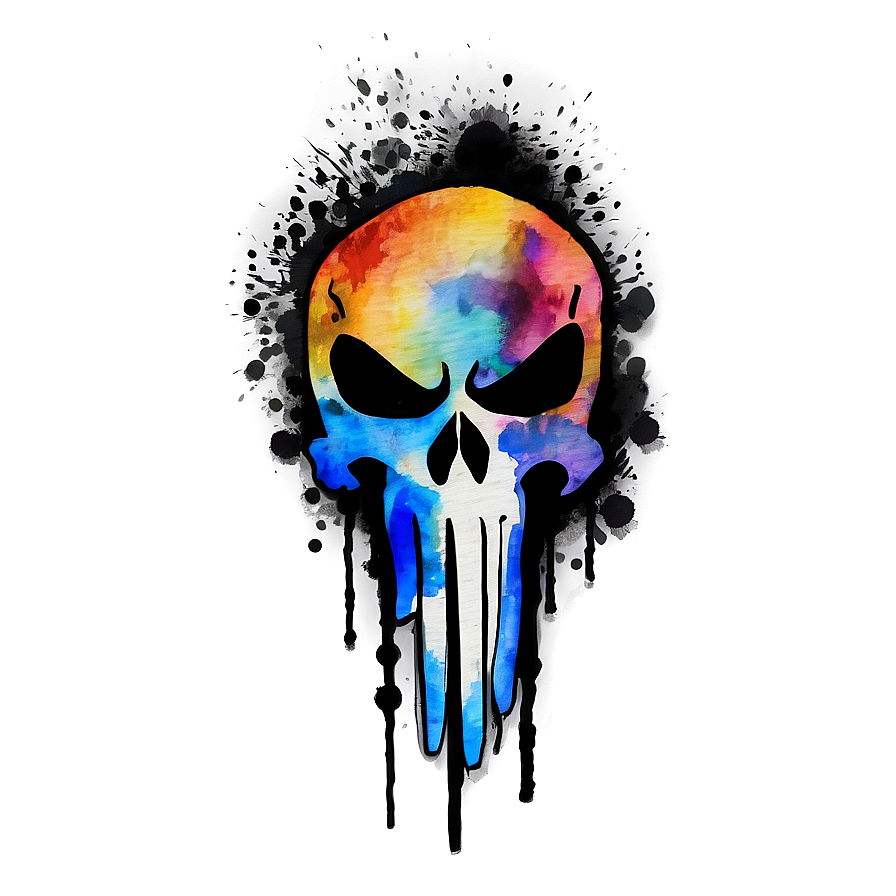 Watercolor Punisher Skull Png Brs63