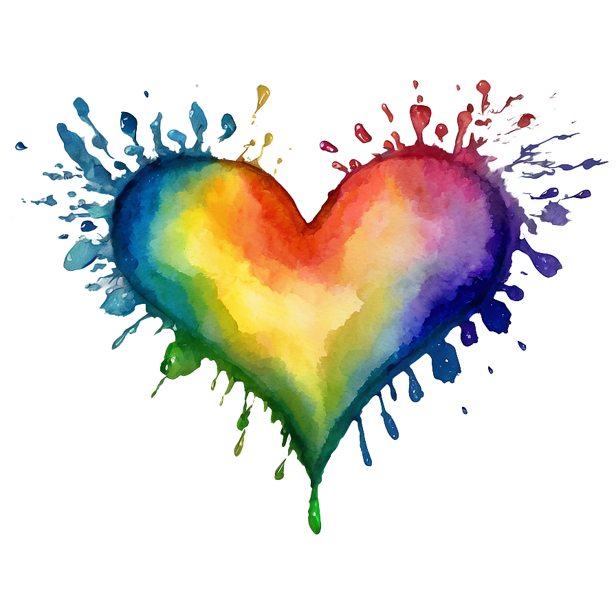 Watercolor Rainbow Heart Png 06252024