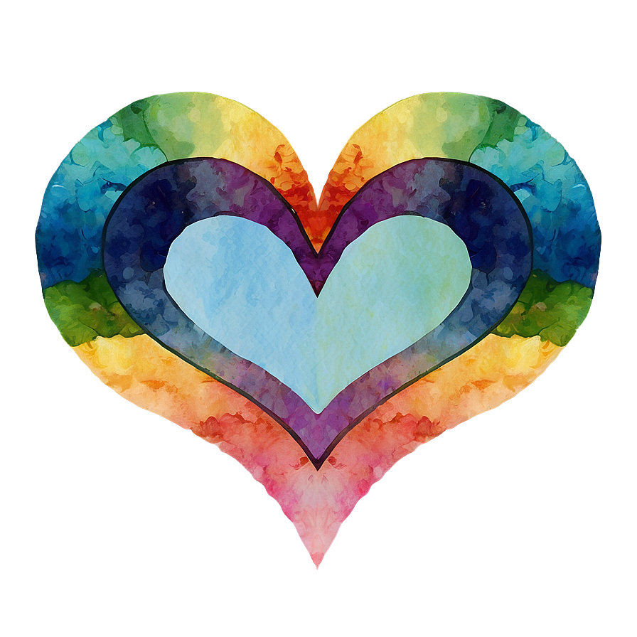 Watercolor Rainbow Heart Png 06252024