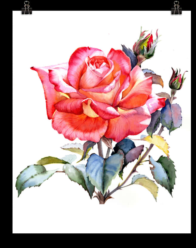 Watercolor Red Rose Artwork