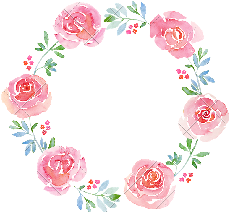 Watercolor_ Rose_ Flower_ Wreath