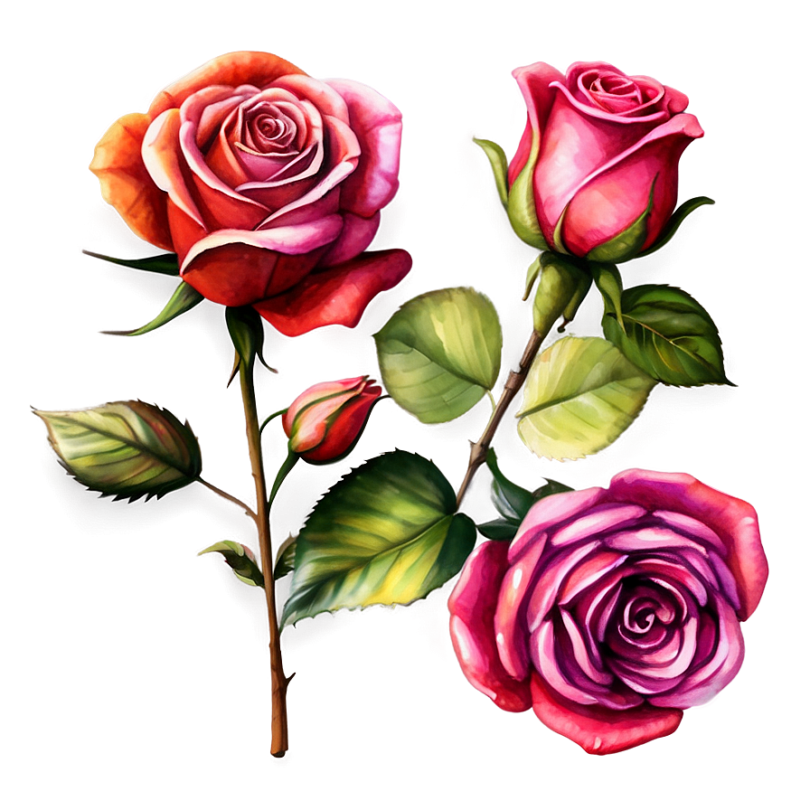 Watercolor Roses Art Png Phu