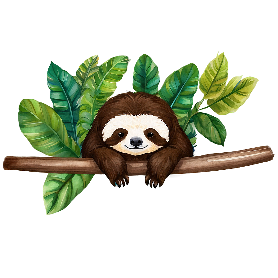 Watercolor Sloth Png Ppn