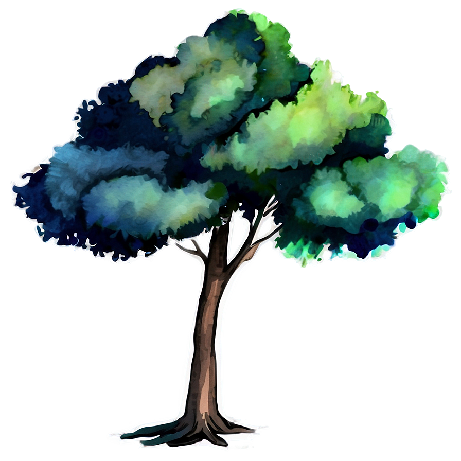 Watercolor Small Tree Png Ptf